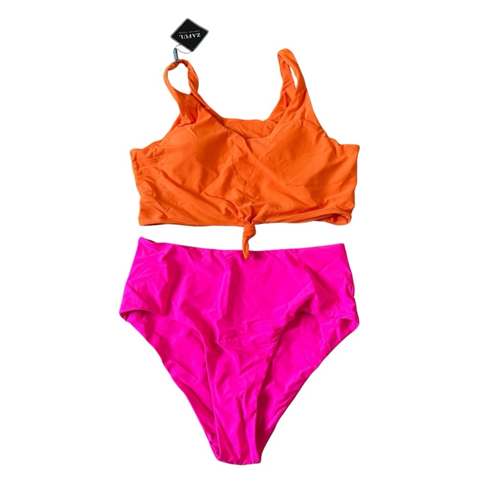 NWT Zaful Women’s‎ Bright Orange and Pink Swimwear Size 12-14 Pair Summer Swim